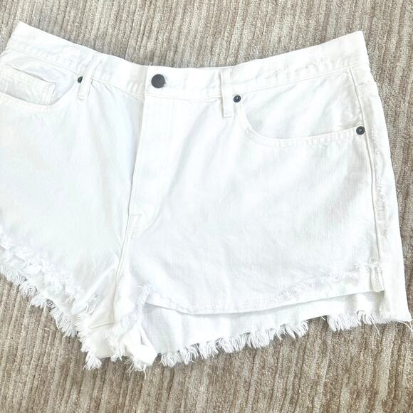 FRAME White Rumpled Blanc Grind High Rise Raw Hem Fringe Denim Shorts Sz 34 - Picture 3 of 7